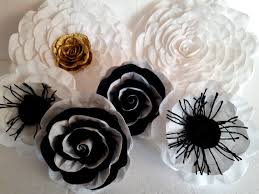Black And Gold Paper Flowers Black Gold White Large Paper Flowers Wall Decor Backdrop Etsy Large Paper Flowers Large Paper Flowers Wall Decor Paper Flower Wall Decor
