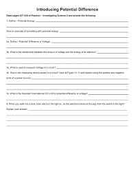 Introduction To Energy Worksheet Introducing Potential Difference Current Resistance In 2020 Worksheet Template Worksheets Factoring Quadratics