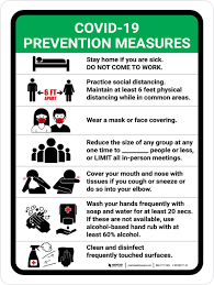 2.1 disinfection for floor and walls (1) visible pollutants shall be completely removed before disinfection and handled in accordance with disposal procedures of blood and bodily uid spills. Covid 19 Prevention Measures List Portrait Wall Sign Creative Safety Supply