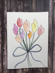 Because i can color outside the lines and in a messy fashion and call it 'art'! Handmade Tulip Watercolor Cards Paper Party Supplies Greeting Cards Kromasol Com