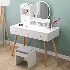 European dressing table stool makeup stool modern minimalist. Girls Dressing Table Set With Stool And Mirror Simplicity Wooden Dressing Table 3 Drawer And 2 St Dressing Table Storage Small Vanity Table Shelves In Bedroom