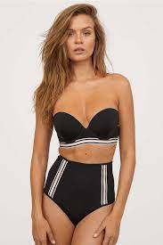 Bikini Sporty Vita Alta H M Bikini A Vita Alta Nero Con Coppe E Fasce Sportive Bikini Bikini A Vita Alta Josephine Skriver