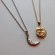 Sun Moon 2 Necklace Set In Sterling Silver 14k Yellow Gold Etsy Moon Jewelry Jewelry Friendship Necklaces