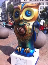 Tick Tock Owl In Victoria Square Birmingham Raised 10 000 Pounds At The Auction Owl Painting Owl Crafts Owl Art
