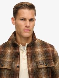 Tartan Superdry Hemdjacke Rot Kariert Damen Superdry Wool Miller Overshirt  Roderick Check Olive Kevin Bowens