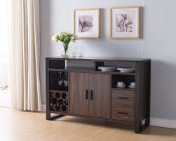 Smart Home 161640 Dark Walnut Black Wine Rack Sideboard Buffet Table Lavorist Black Dining Room Wine Rack Sideboard Dining Room Sideboard