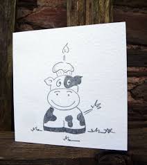 Birthday Card Hand Drawn Birthday Card Funny Cow Farm Animals Birthday Card Drawing Funny Birthday Cards Hand Of Cards