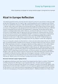 What is reflection in tagalog. Rizal In Europe Reflection Essay Example