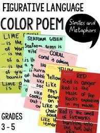 Understanding And Utilizing Similes And Metaphors Is An Important Concept To Any Writer This Color Poem Act Similes And Metaphors Writing Metaphors Color Poem