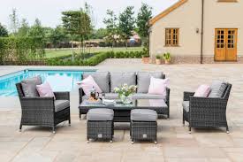 Dine in style under the blue sky with garden dining sets. Venice Sofa Dining Set With Ice Bucket And Rising Table Grey Elements