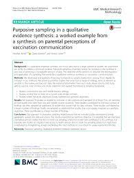 In purposive sampling, you decide the purpose you want informants (or communities) to serve, and you go out to find some. Pdf Purposive Sampling In A Qualitative Evidence Synthesis A Worked Example From A Synthesis On Parental Perceptions Of Vaccination Communication
