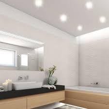 Modernes Badezimmer Mit Neutralweissen Led Einbauspots Led Einbauspots Moderne Badezimmerideen Einbauleuchten