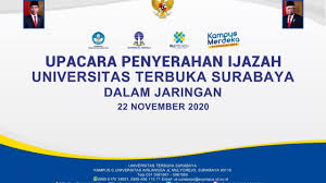 Ijazah adalah lembaran kertas yang menjadi bukti bahwa seseorang telah menyelesaikan pendidikannya, di mana di pada lembaran kertas tersebut terdiri dari informasi biodata yang relevan seperti nama,nilai, nomor ijazah dan informasi keterangan kelulusan. Upacara Penyerahan Ijazah Universitas Terbuka Surabaya Dalam Jaringan Youtube