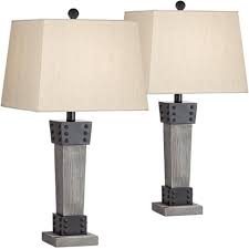 Choose from contactless same day delivery, drive up and more. John Timberland Modern Farmhouse Table Lamps Set Of 2 Led Gray Wood Dark Metal Rectangular Shade For Living Room Bedroom Bedside Target