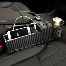Usb Charger Car Seat Crevice Storage Box Seat Gap Filler Organizer Cup Holder Car Storage Bag Car Seats Charger Car