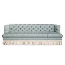 Details upholstery is linen blend. Baxter T Arm Sofa With Bullion Fringe Jonathan Adler