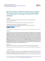 Pdf Head Teachers Beliefs And Practices About Teaching And
