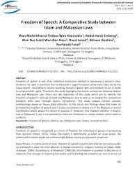 Malaysia today was founded in august 2004 by raja petra kamarudin, who still serves as its editor. Pdf Freedom Of Speech A Comparative Study Between Islam And Malaysian Laws