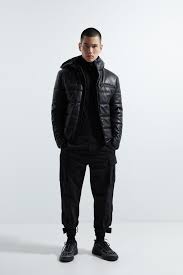 Faux Leather Puffer Jacket Street Man Cornershops Zara United States Jacken Leder Lederjacke