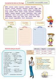 1) countable nouns 2) uncountable nouns. Countable And Uncountable Nouns A Lot Of Much Or Many English Esl Worksheets For Distance Learning And Physical Classrooms