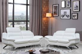 Mollai Collection Ultra Modern Sofa Loveseat Set Adjustable Headrest White Luxury Home Furniture Living Room Apartment Decor
