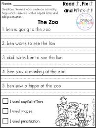 Free Fix It Up Sentences 1st Grade Writing Worksheets 1st Grade Writing Kindergarten Writing