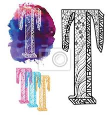 Drawing a one line animal alphabet! Letter T Dudling Drawing Mandala Alphabet In The Style Of Wall Stickers Cartoon Ornament Retro Myloview Com