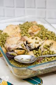 Mix peas, pimientos, and celery soup. Baked Chicken Thighs W Potatoes And Peas One Pan Comfort Food