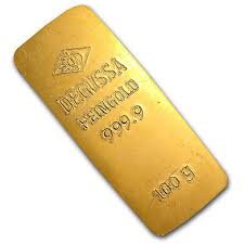 Degussa Gold Bar Circulated In Good Condition Stamped 100 G