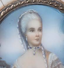 Beautiful Antique Miniature Portrait Painting of Victorian Women, Signed,  Vober