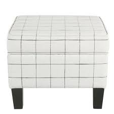 Black And White Storage Ottoman Wrought Studio Barnhill Storage Ottoman Upholstery Colour White In 2020 Ottoman Black Ottoman Decorative Storage