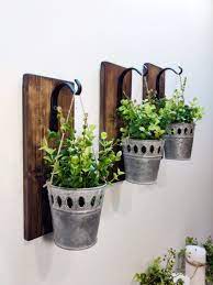 galvanize planters hanging wall galvanized pots rustic decor metal buckets farmhouse pallet hemp plant hangers
