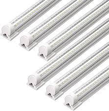 Barrina Led Shop Light 40w 5000lm 5000k 4ft Integrated Fixture V Shape T8 Light Tube Daylight White Clear Cover Hight Output Strip Lights Bulb For Garage Warehouse Workshop Basement Pack Of 6