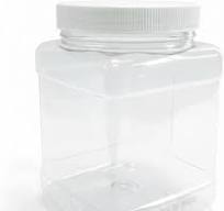 Clear Food Grade PET Plastic Square Grip Storage Jar w/Cap | 64 Fluid  Ounces 7-8 Cup Storage Capacity | BPA Free USA Made | by Pride Of India