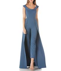 Kay Unger Anais Stretch Crepe Cap Sleeve Walk Thru Pant And Overlay Cape Skirt Jumpsuit Dillard S Stylish Jumpsuit Jumpsuits For Women Fashion