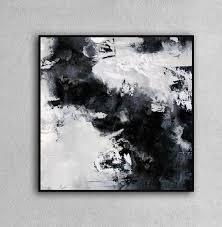 Black And White Painting Ideas Abstract Black White Painting Large Abstract Painting Horizontal Wall Art Handmade Large Wall Art Wall Decor Art Large Canvas Art Minimalist Art In 2020 Black White Painting Abstract Horizontal Wall Art