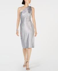 One Shoulder Metallic Sheath Dress Macys Com With Images One Shoulder Cocktail Dress Dresses With Leggings Review Dresses