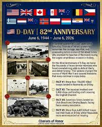 On June 6, 2026, the world marks the 82nd anniversary of D-Day, honoring the  more than 160,000 Allied troops who landed in Normandy, France, on June 6,  1944. Operation Overlord began with