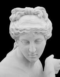 Donna Giovane, Vecchia Scultura Di Marmo Bianco. Statua Di Arte  Rinascimentale Stile Antiquato Femminile. Faccia Fotografia Stock