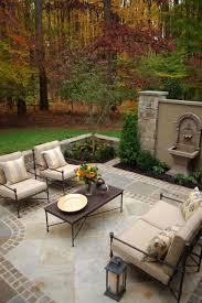 The roughly circular patio layout works well around a round bistro table and helps break up the corridor of the if you're mapping out your patio size around existing furniture (or a set you're planning on the type of cover can affect how you plan for patio size. Get Wise To Size How To Furnish An Outdoor Room Small To Spacious