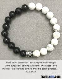 Black And White Bracelet Encouragement White Turquoise Black Onyx Yoga Chakra Bracelet Meditation Jewelry White Turquoise Crystal Bracelets