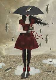 Raining Fish Rain Art Umbrella Art Fish Art