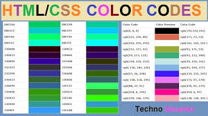 Html Css Color Codes Hex And Rgb Color Codes