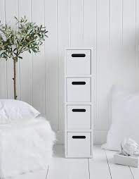 Slim, very narrow, max 20cm wide, cheap, affordable baskets, trunks, unique, with we offer a beautiful selection of new england, white and narrow bedside tables for country, coastal and city homes. Dorset Very Narrow Slim White Bedside Table 17cm Wide The White Lighthouse Bedroom Furniture