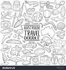 Australia Icons Travel Tourism Set Famous Country Traditional Doodle Drawn Sketch Hand Made Art Poster Design Scrapbook Inspiration Bullet Journal Australia
