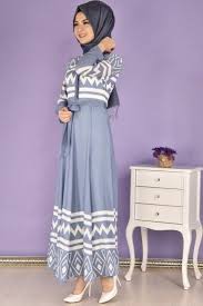 Modamerve Dijital Baski Zigzag Desen Elbise Mavi Eig 3597 1 Elbise Elbise Modelleri Moda Stilleri