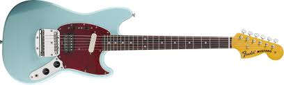 Sonic blue finish, alder body. Fender Kurt Cobain Mustang Sonic Blue