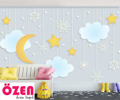 En kıymetli varlığınız çocuğunuzu mutlu etmek istemez misiniz? Bulutlar Ve Yildizlar Cocuk Odasi Duvar Kagidi 33 05 Tl Kdv