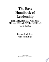 The Bass Handbook Of Leadership Pdf Download In 2020 Leadership Books Leadership Leadership Theories