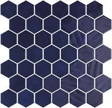 Sea blue green glass stainless steel tile white kitchen bath backsplash artistic mosaic tstmgb028 (5 square feet). Hexagon Zelik Hex Xl Blue Glass Mosaic Tile Pool Rated Tile Kitchen Bathroom Shower Wall Backsplash Accent Wall